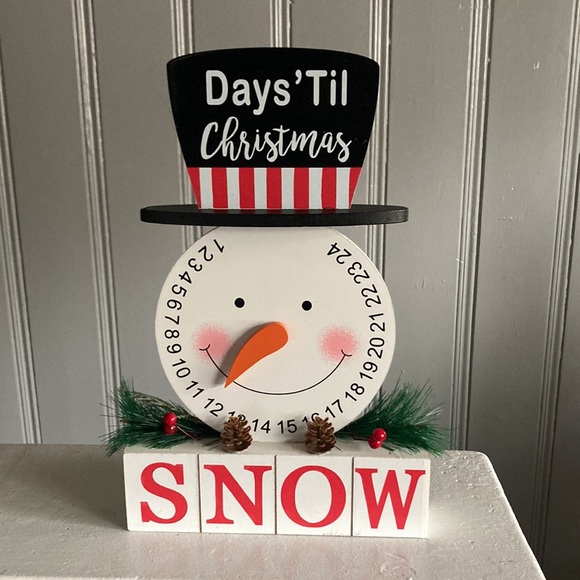 NWT- Wooden Snowman ⛄️ Let It Snow 24 Days To Christmas Countdown Decoration - Picture 10 of 16